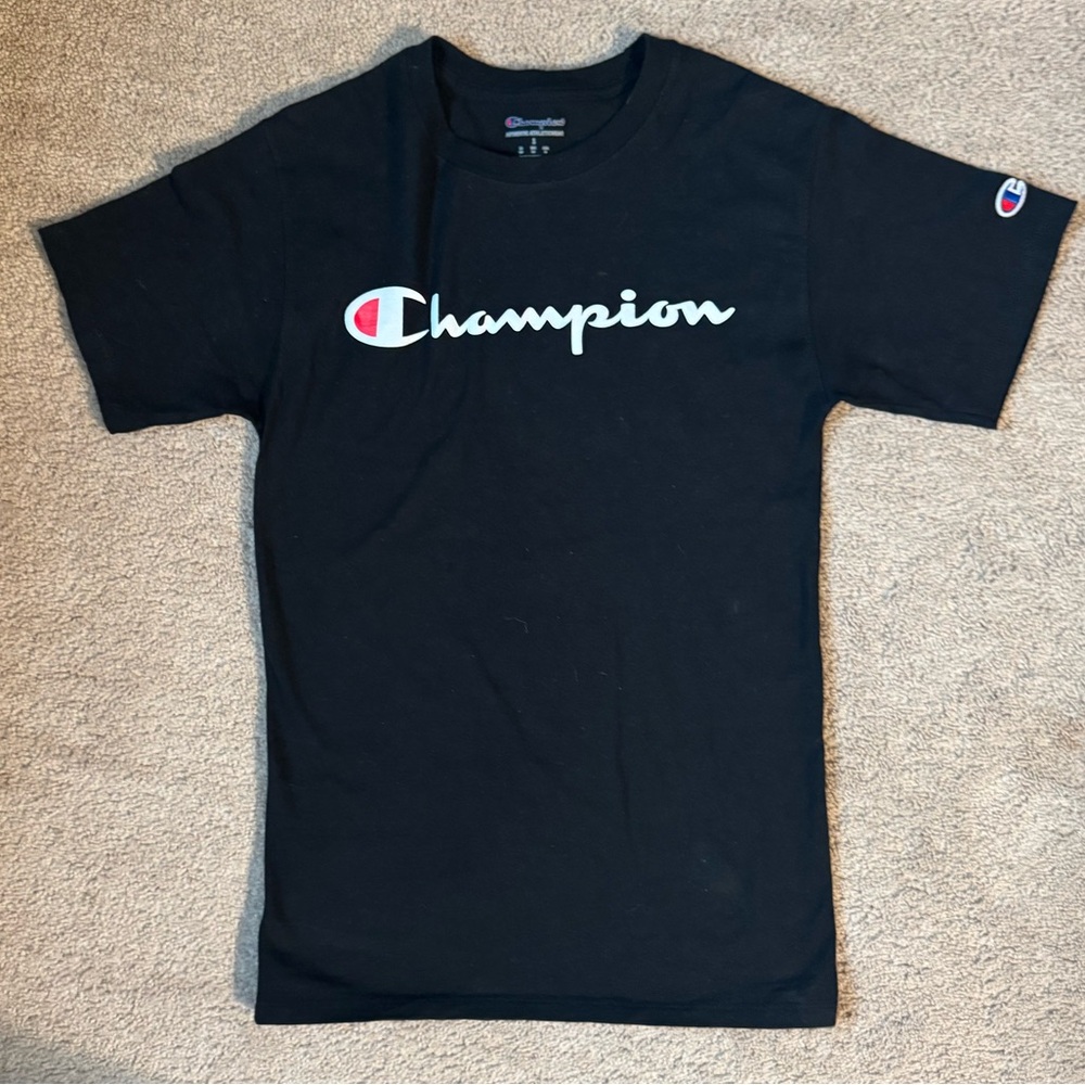 Brand New Champion Black T-Shirt adult size small